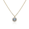 Gargantilla Oro 18K Cerco Circonitas + Piedra Agua 6mm