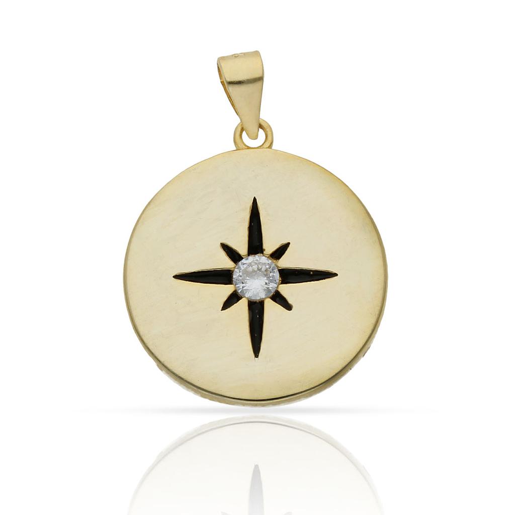 Colgante Plata Chapada en Oro Rosa de los Vientos 20mm