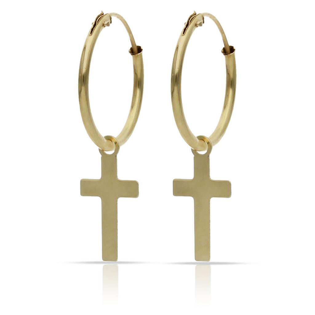 Aros Oro 18KL con Abalorio de Cruz