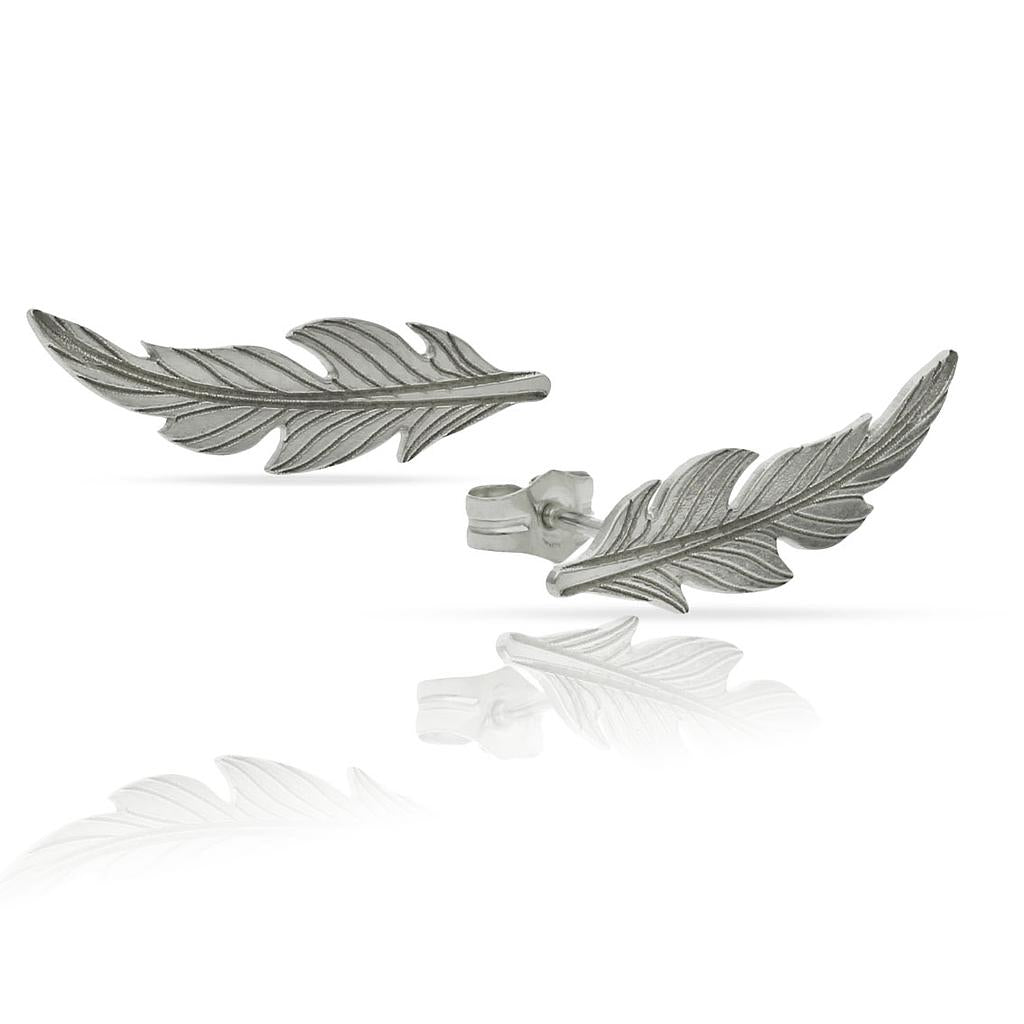 Pendientes Plata 925mm Trepadores Pluma - 6x19mm