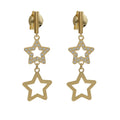 Pendientes Oro 18Kl Estrellas con Circonitas - 8x24mm