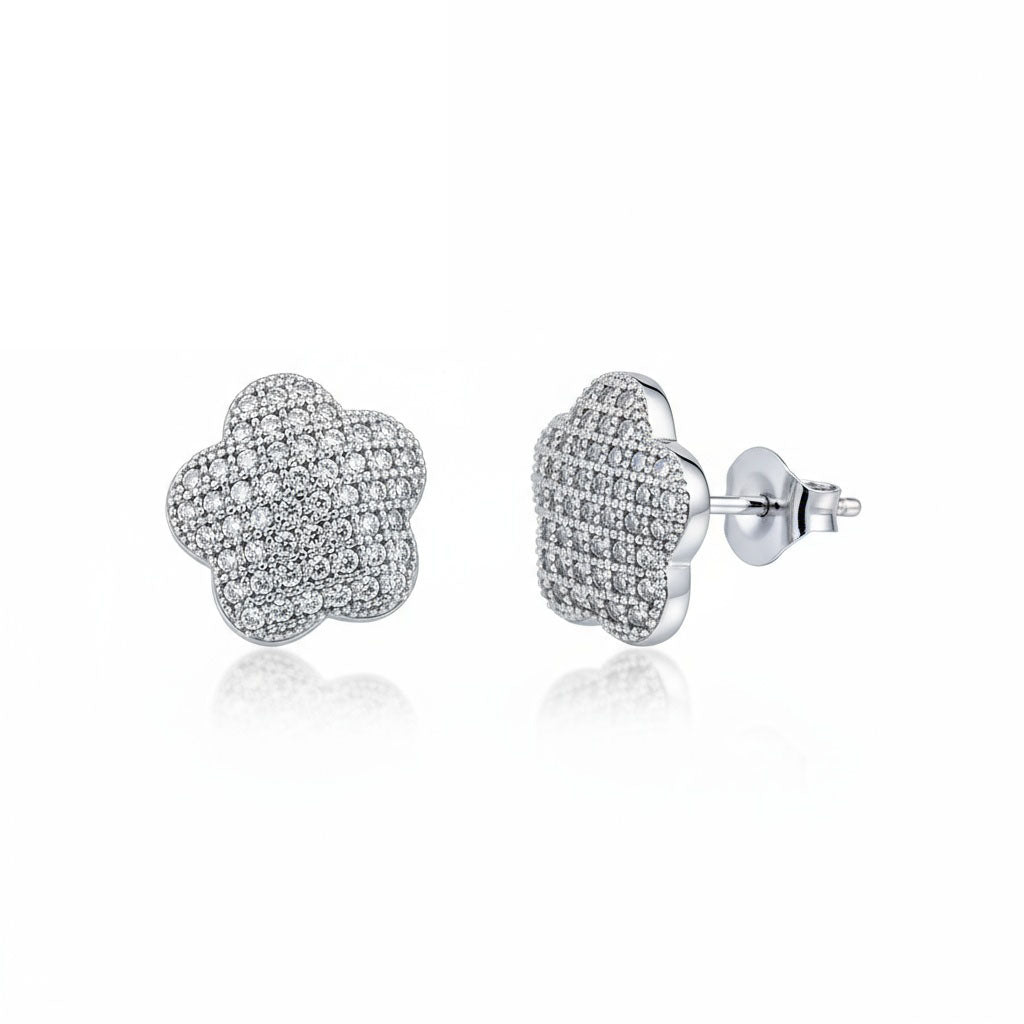 Pendientes Flor Circonitas Plata 925mm - 10mm