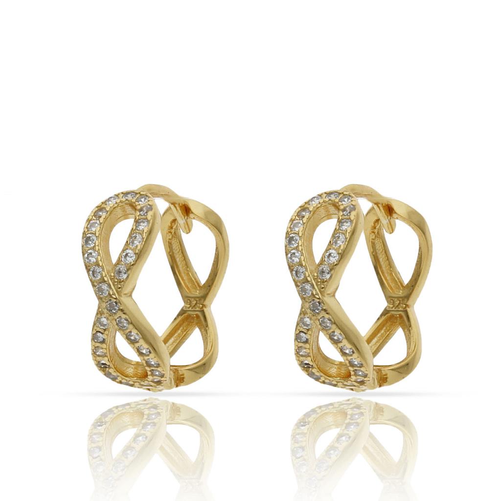 Aros Infinito Plata Chapada Oro con Circonitas 7mm