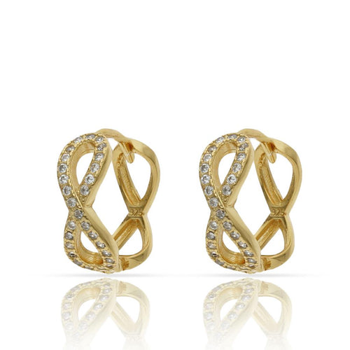 Aros Infinito Plata Chapada Oro con Circonitas 7mm