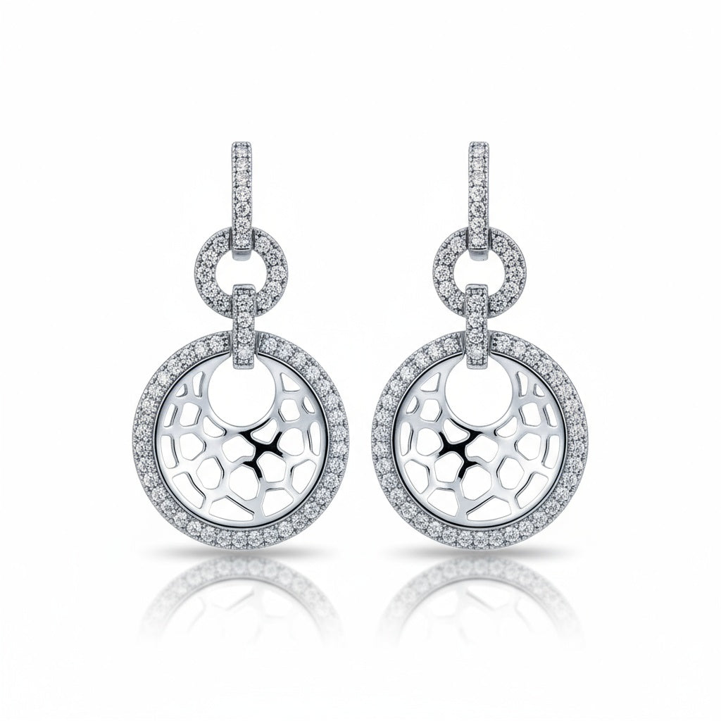 Pendientes Plata 925mm Círculo Circonitas