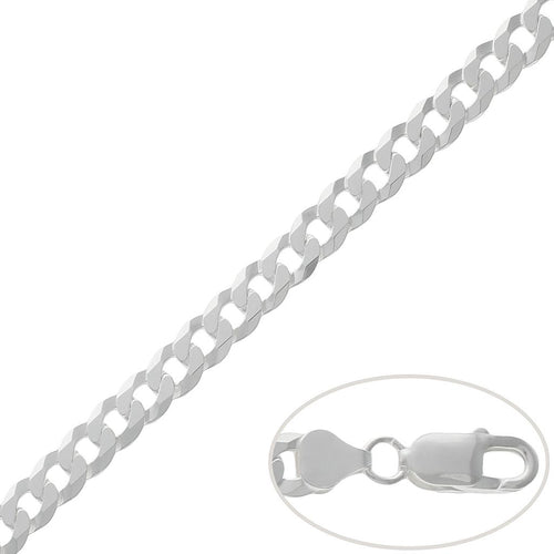 Cadena Plata 925 Barbada Maciza Plana 8mm