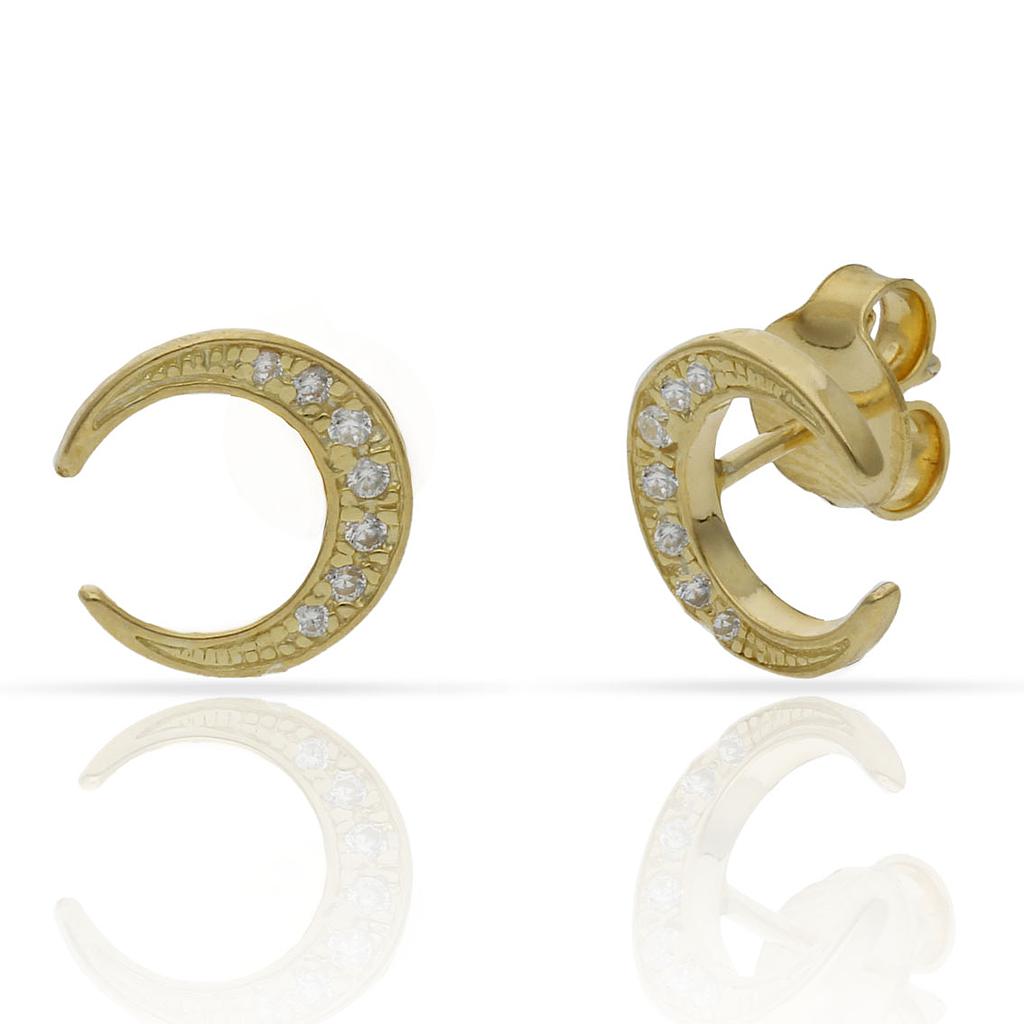 Pendientes Plata Chapada Oro Luna 10mm