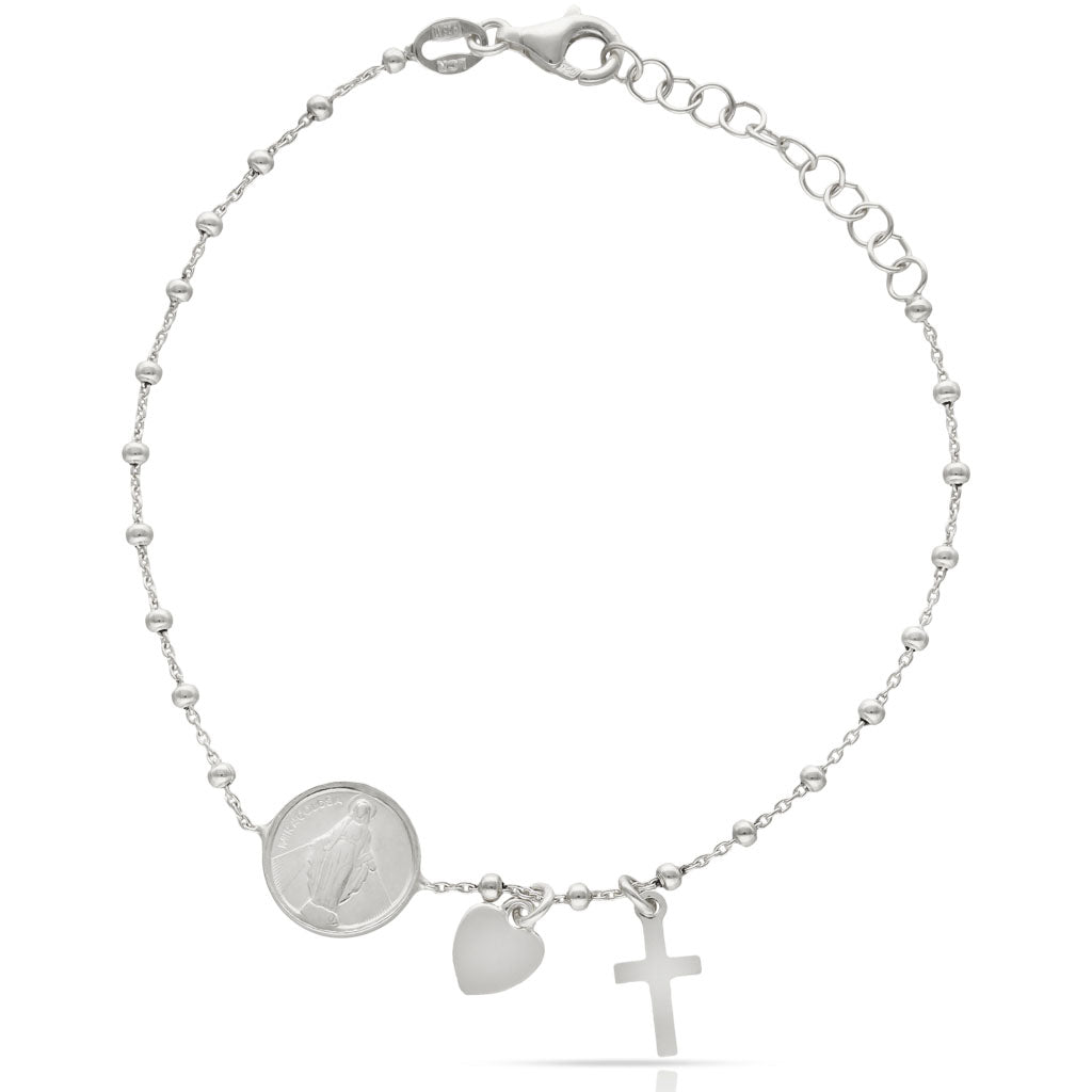Pulsera Plata 925 Milagrosa + Cruz de San Benito