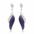 Pendientes Plata 925 Ojo de Gato Amatista - 11x42mm