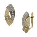 Pendientes Oro 18Kl Bicolor Circonitas 8x17mm