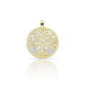 Colgante Plata Chapada en Oro Árbol de la Vida Nácar 19mm