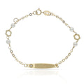 Pulsera Bebé Oro 18K Perla Floral y Circonita