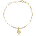 Pulsera Plata Chapada en Oro Trébol de la Suerte y Circonitas