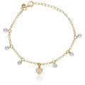 Pulsera Plata Chapada en Oro Corazón y Circonitas
