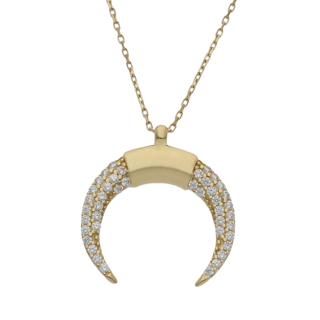 Gargantilla Oro 18K Media Luna Circonitas