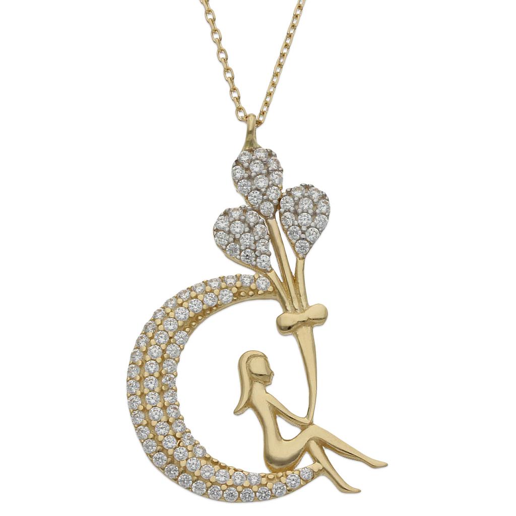 Gargantilla Oro 18K Luna + Globos