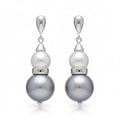 Pendientes Plata 925 Perla Gris y Blanca