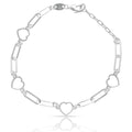 Pulsera Plata 925 Corazones + Eslabones
