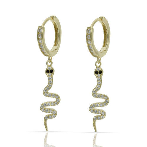 Aros Plata Chapada Oro Serpiente con Circonitas 5mm