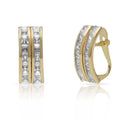 Pendientes Oro 18K Doble Barra Circonitas