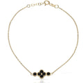 Pulsera Oro 18K Flor Circonitas Negras