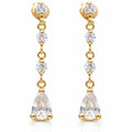 Pendientes Oro 18Kl Circonitas Lágrima 5x25mm