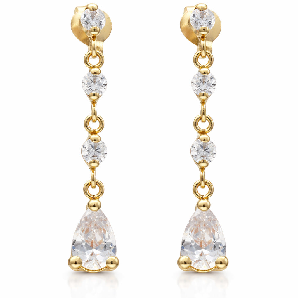 Pendientes Oro 18Kl Circonitas Lágrima 5x25mm