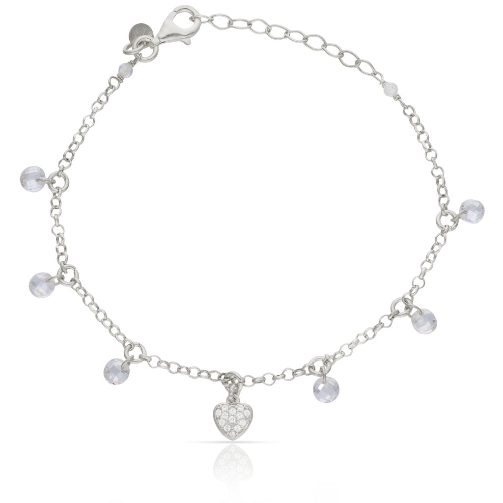 Pulsera Plata 925 Corazón + Circonitas
