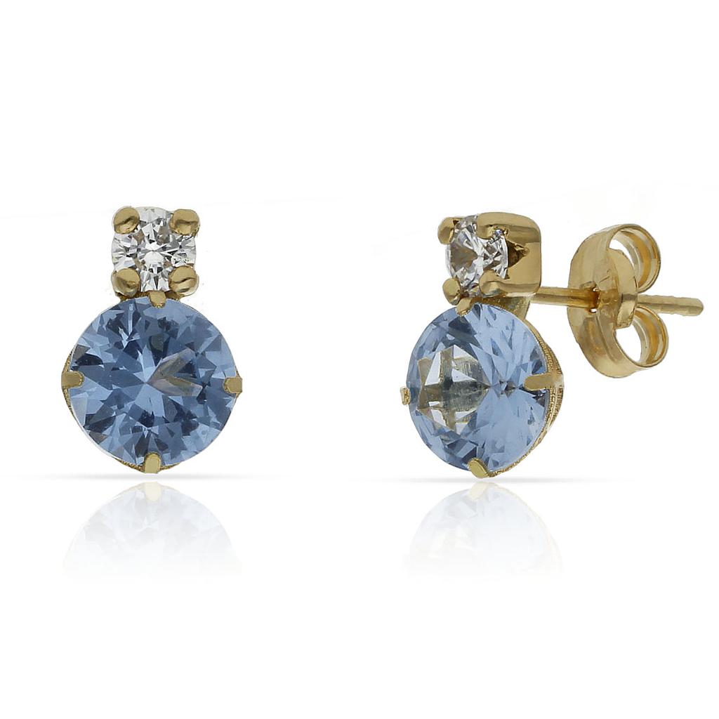 Pendientes Oro 18K Piedras Azules y Circonitas