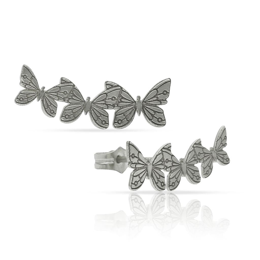Pendientes Plata 925mm Trepadores Mariposas - 7x19mm
