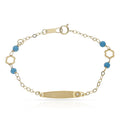 Pulsera Bebé Oro 18K Turquesa Floral y Circonita