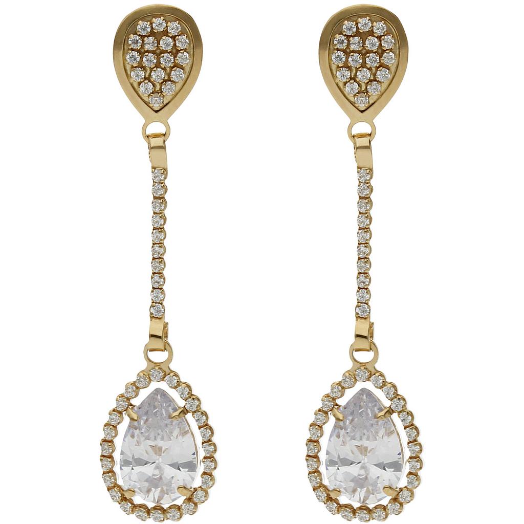 Pendientes Oro 18Kl Circonitas 9x39mm