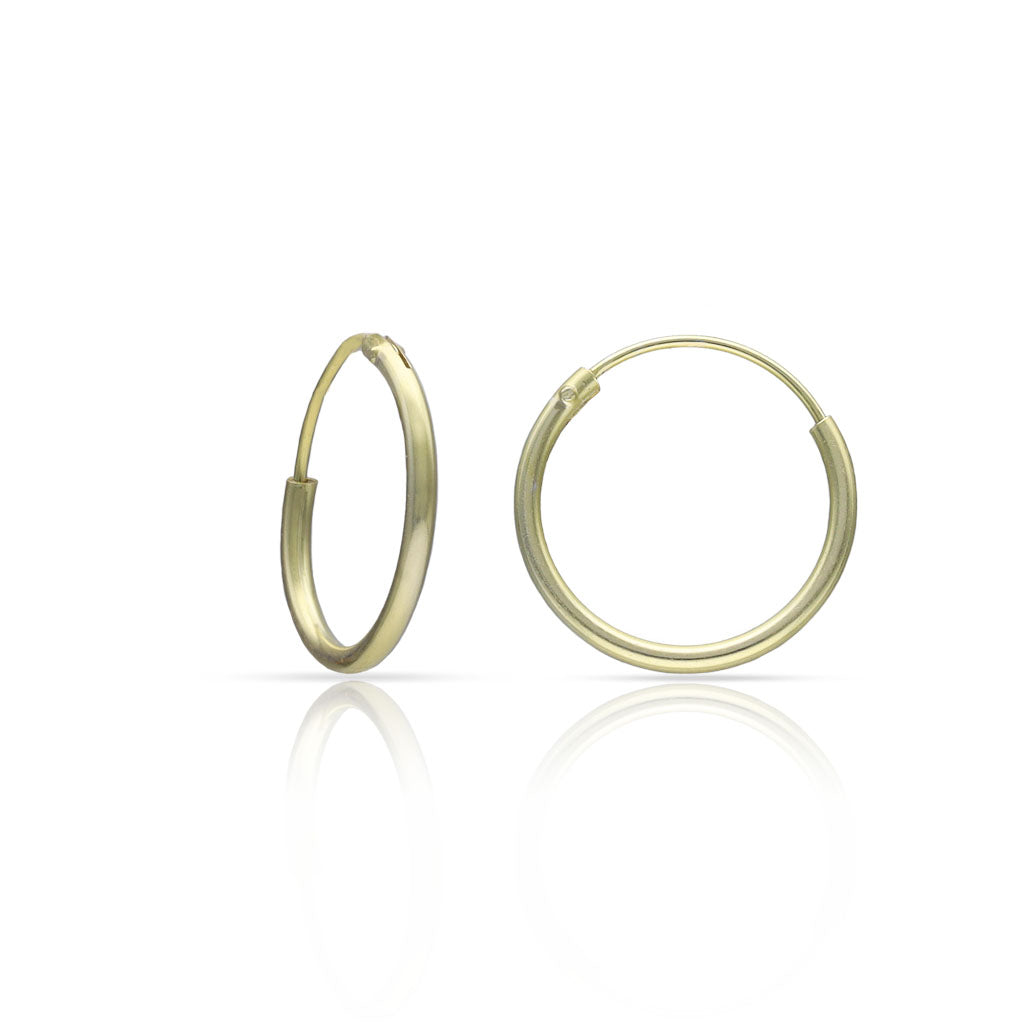 Aros Tubo Plata Chapada Oro 12mm