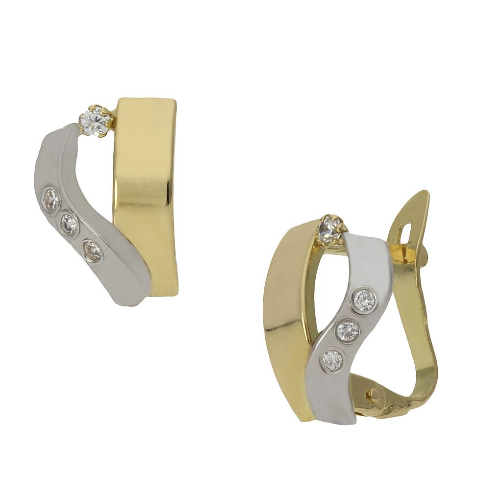 Pendientes Oro 18Kl Bicolor Circonitas 8x11mm