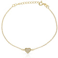 Pulsera Plata Chapada en Oro Corazón Circonitas