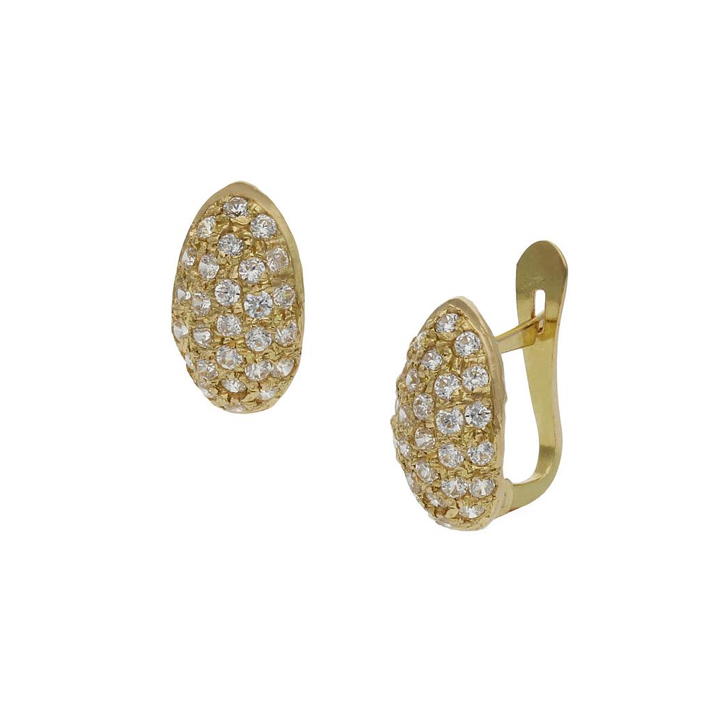Pendientes Oro 18K Oval Circonitas 6x11mm