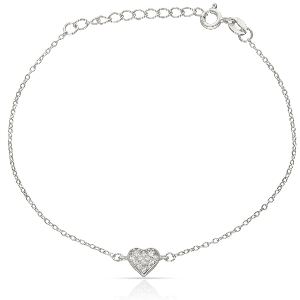 Pulsera Plata 925mm Corazón Circonitas