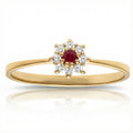 Sortija Oro 18K Rosetón Rubí + Circonitas