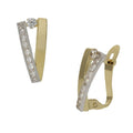 Pendientes Oro 18Kl Bicolor Circonitas 6x12mm