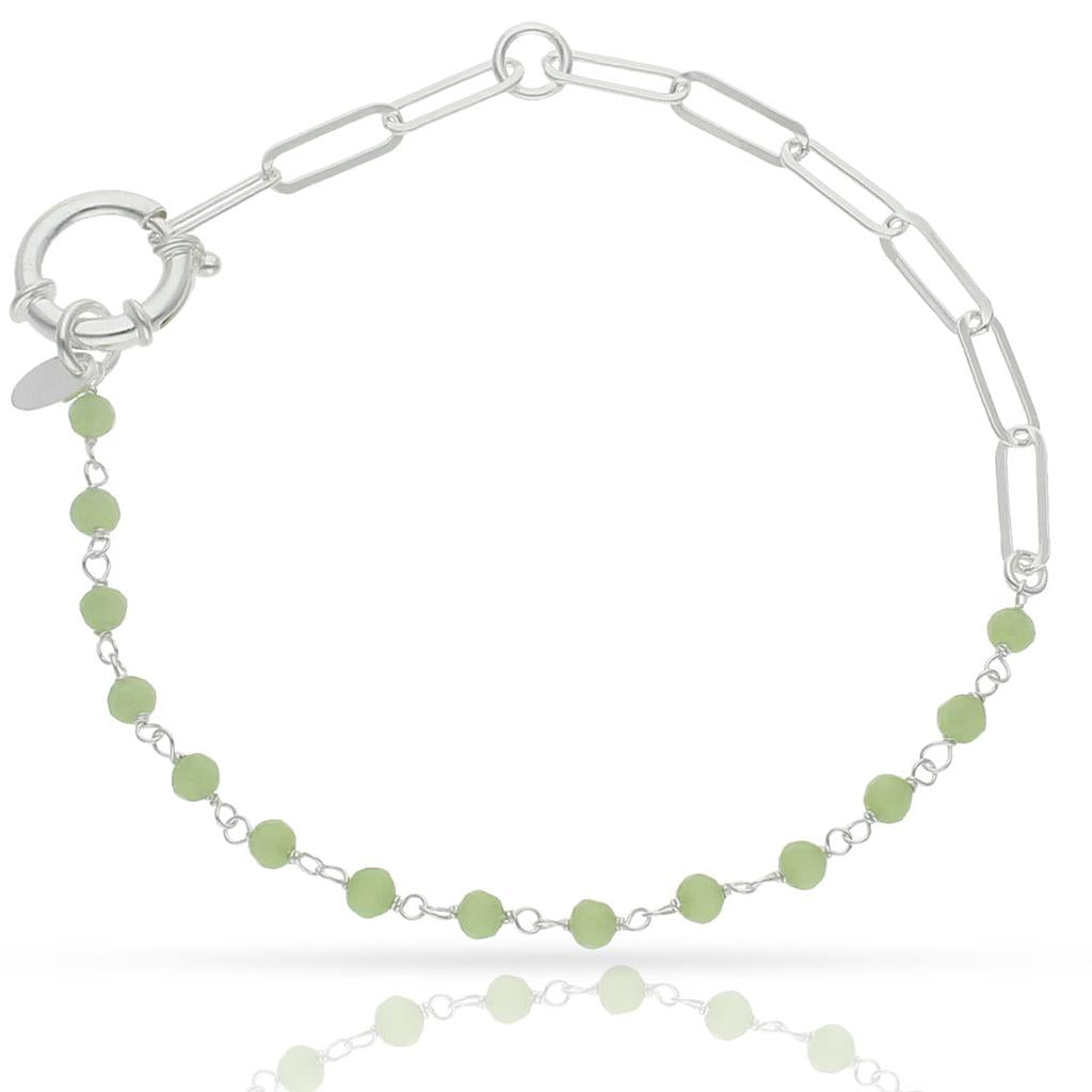 Pulsera Plata 925 Piedras Verdes
