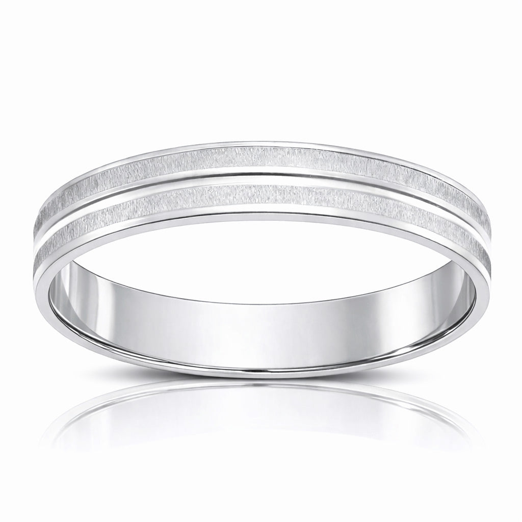 Alianza Oro Blanco 18KL Tallada 4mm