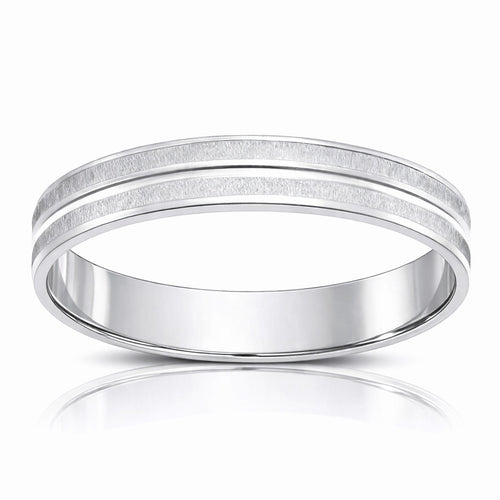 Alianza Oro Blanco 18KL Tallada 4mm