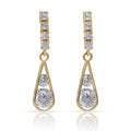 Pendientes Oro 18Kl Barra y Lágrima Circonitas
