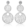 Pendientes Plata 925mm Círculos + Flores Caladas