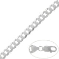 Cadena Plata 925 Barbada Maciza Plana 9mm