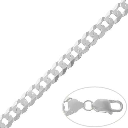 Cadena Plata 925 Barbada Maciza Plana 9mm