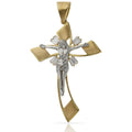 Cruz Oro 18KL Bicolor con Cristo y Baguettes - 38x55mm