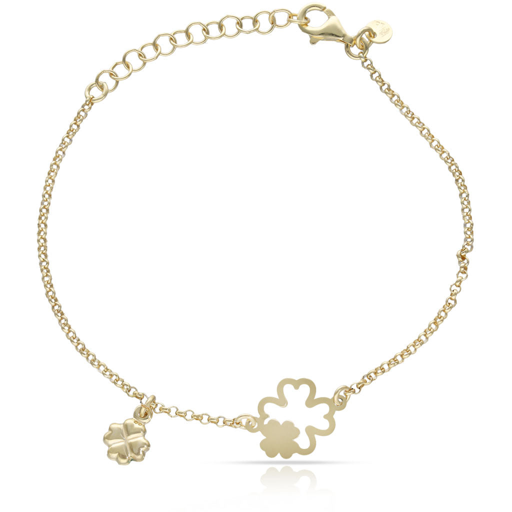 Pulsera Plata Chapada en Oro Trébol de la Suerte