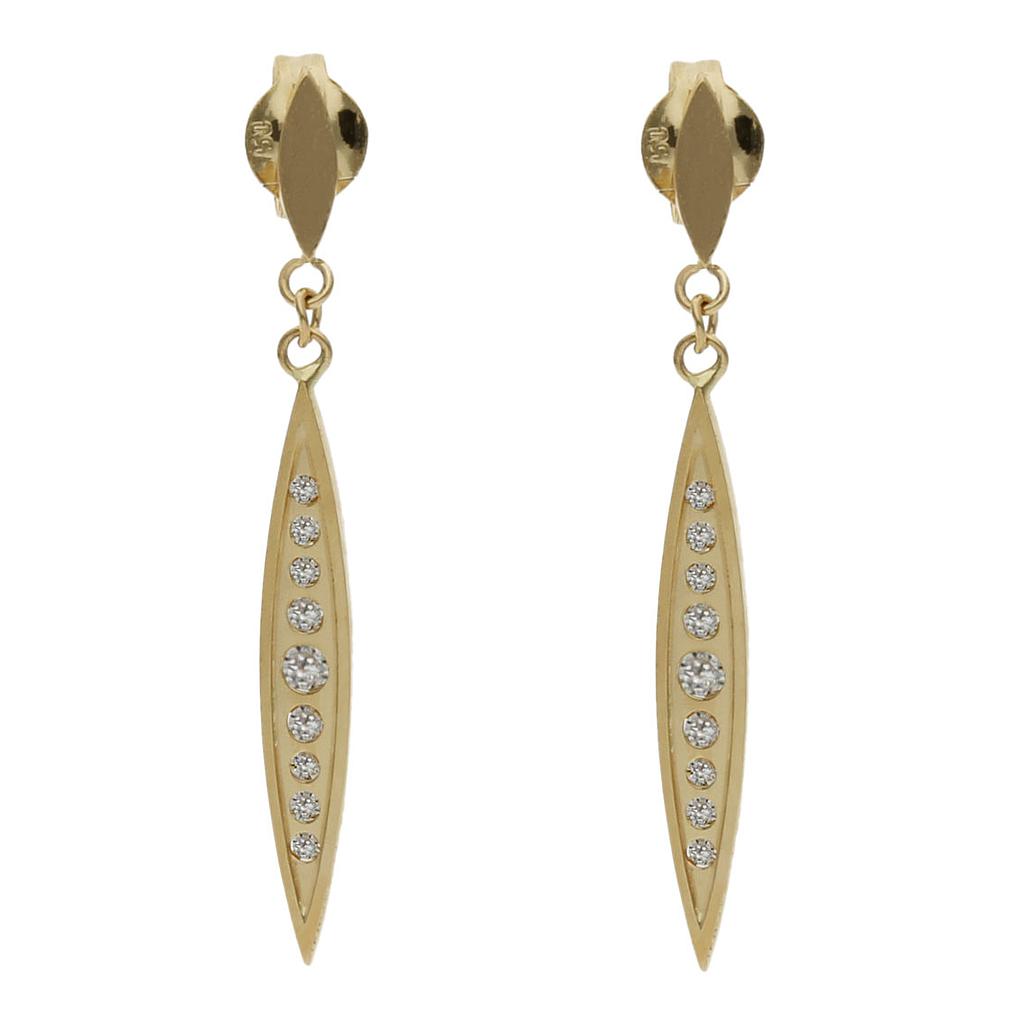Pendientes Oro 18Kl con Circonitas - 3x30mm