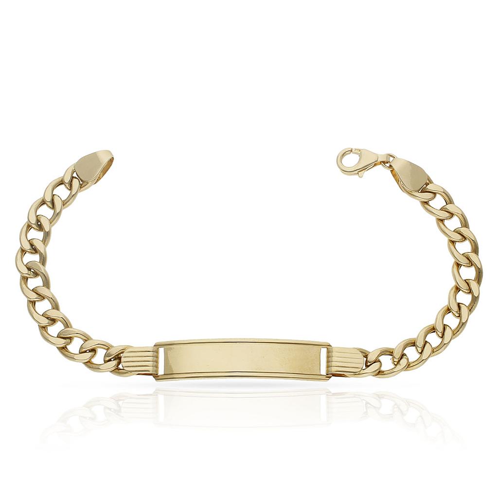 Pulsera Oro 18KL Hueca Barbada Placa